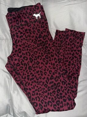 Y2K Vintage PINK Victoria's Secret Yoga Leggings Mid RiseLeopard Burgundy Black